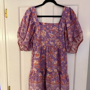 Band of the Free Purple Floral Boho Smocked Mini Dress- NWT